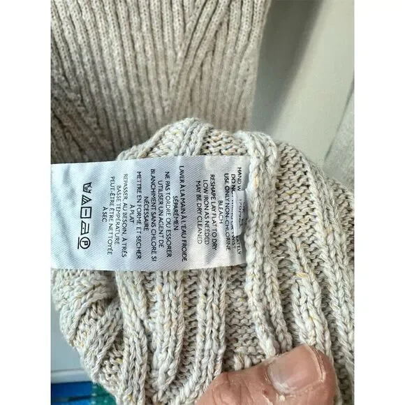 Free People Mont Blanc Beige Long Sleeve Mini Sweater Dress Size M - Picture 6 of 7